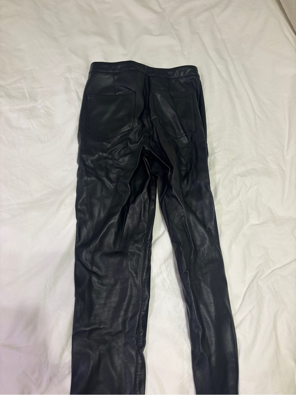 Black Faux Leather Kids Pants - Sleek Pull-On Style